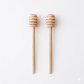 Natural Ahşap Bal Kaşığı 14 cm - 2'li Set Şık Tasarım Bal Karıştırıcı Çubuk -%100 Doğal Gürgen Ağacı Bal Çubuğu - Kahvaltı Sunum Aksesuarı ve Hediyelik Bal Kaşığı