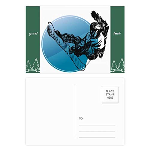 Sports d'hiver ski illustration motif bonne chance carte postale 20pcs