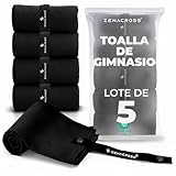 ZENACROSS Toalla Microfibra, Lote de 5, 40 x 77 cm - Secado Rápido y Absorbente - Toalla Gimnasio para Gym, Senderismo - Negro