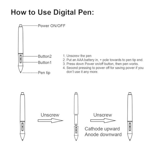 Lápiz digital PEN68 para tabletas gráficas H420, H58L, 680S, K58, 680TF, H610PRO (2048), 1060PLUS, W58, DWH69, WH1409 (2048), 8192 niveles de sensibilidad a la presión, diseño ergonómico miniatura 4