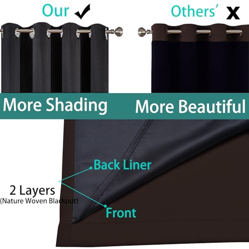 Image of Yakamok Brown 100% Blackout Patio Door Curtain Panels W70 x L84, 1 Panel | Noise Reducing Barrier Panel for Sliding Glass Door, 2 Thick Layers Heat Full Light Blocking Patio Door Drapery