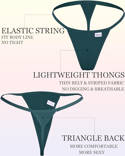 Image of FINETOO 10 Pack G-String Thongs for Women Cotton Panties Stretch T-back Tangas Low Rise Hipster Underwear Sexy S-XL