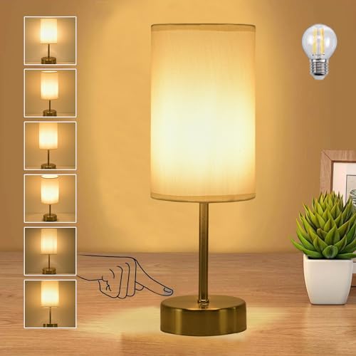 YOIZO Cordless Table Lamp-Rechargeable 5000mAh Battery Touch Control Bedside Lamp with Brightness Memory Function, Portable Stepless Dimmable Desk Lamp for Home, Bedroom, Indoor & Outdoor- Gold