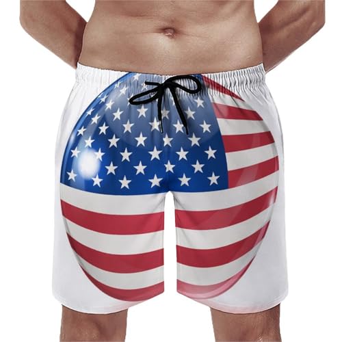 Shorts de bain homme drapeau américain en S avec cordon et poches