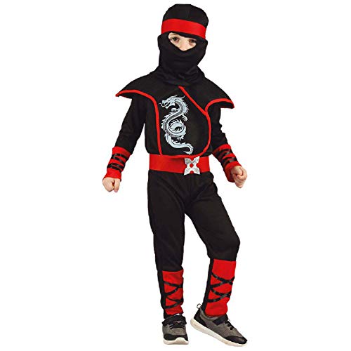 Boland 82275 Costume de dragon ninja, pour enfant de 3 à 4 ans, environ 100 à 120 cm, capuche, bandeau, gilet, combinaison, ceinture, combattant, japonais, kit de costume, fête à thème, carnaval