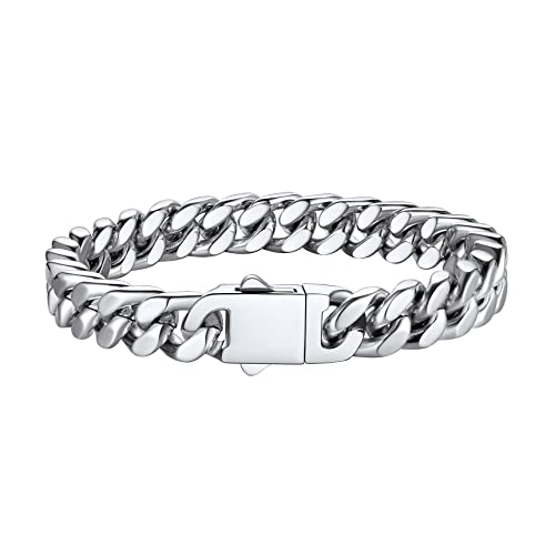 Bestyle Bracelet Homme Femme Chaine Fermoir Amélioré Gourmette Homme Argent Couleur Argent Largeur 9MM 21CM