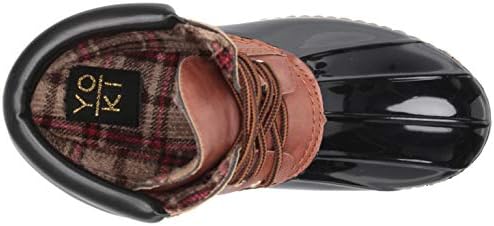 YOKI-DYLAN-49 Women's Rain Lace Up Duck Boot With Quilted Upper Trend, Black, 9 M US | Image 4