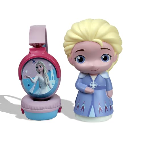 Image of Disney Frozen Kids Bluetooth Headphones with Elsa Character Mood Light Gift Set | Soft Padded Foldable Swivel Cups | Kids Safe 85dB Vol Limit | Aux Input | 22H Playtime | Perfect for Girls, Ages 5-16