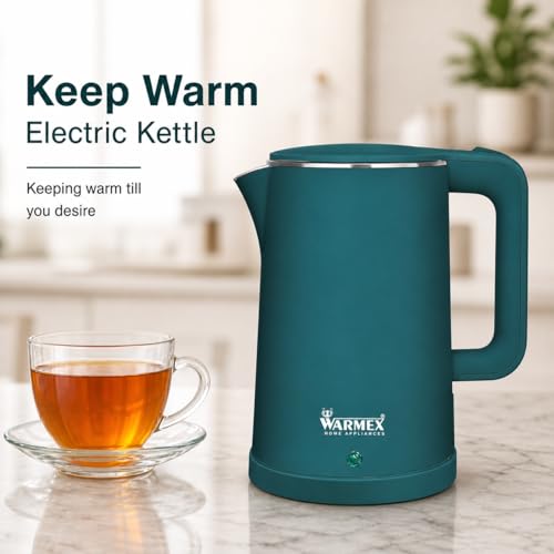 Image of Warmex 1.8 Ltr Premium Double Wall Electric Kettle For Hot Water | Touch Sensitive Panel | Cool Touch Feature | 1500 Watts | Auto Shut-off | 1 Year Warranty