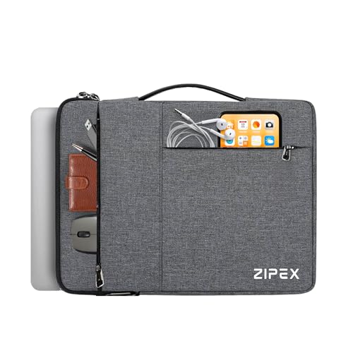 Image of 360 Protective 14 Inch Laptop Sleeve Case for All 13-14 Inch laptops with 2 Front Pockets & Carry Handle | Compatible with 13-14 inch HP, DELL, Asus, Mackbook Devices| Water-Resistant | Grey