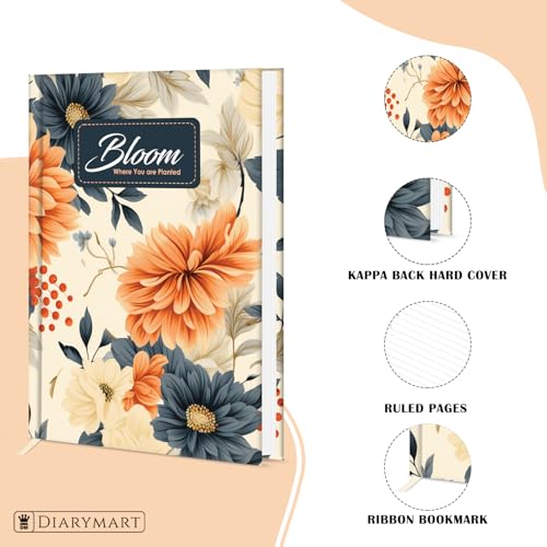 Image of Hard Bound Notebook for Girls & Women | A5 Ruled Journal | 192 Pages | 80 GSM Premium Paper | Designer Laminated Cover | Ribbon Bookmark | Notebook for School, College, Office, Journaling & Note Taking (DM4020)
