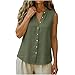 Ssuyeuri Linen Tops for Women Short Sleeve Round Neck Casual Loose Fit Blouses Fashion Dressy Shirts Top 2026 Summer Army Green
