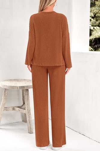 PRETTYGARDEN 2 Piece Sets for Women Fall 2025 Soft Comfy Lounge Long Sleeve Pajamas Set Knit Postpartum Pj Outfits Clothing