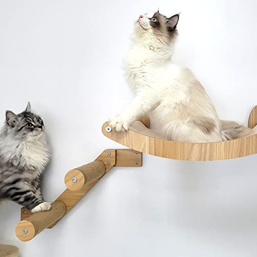 Heykitten 17" Cat Wall Hammock & Jump Steps Set For 2X4 Stud Mount For Large Indoor Cats #TOP4