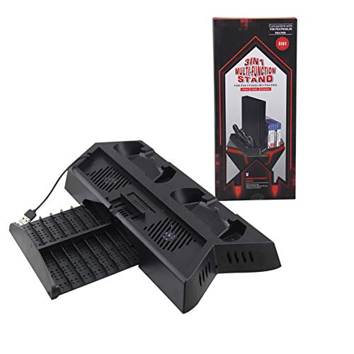 PS4/PS4Slim/PRO Vertical Stand mit Ladestation für Wireless Controller + Lüfter + 3 USB Anschlüsse