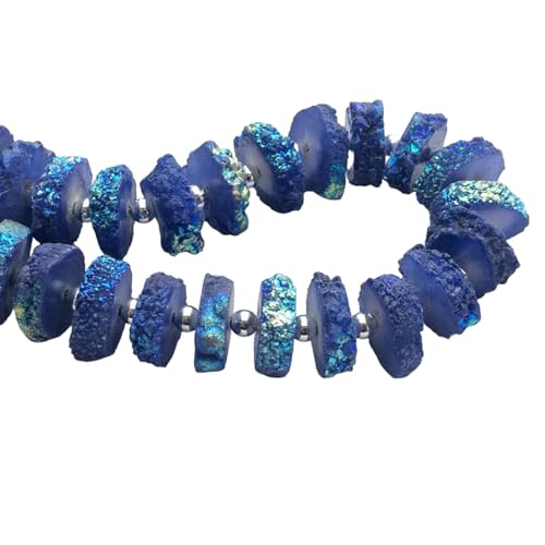 Quartz solaire bleu en tranches brutes percées idéal pour collier de luxe