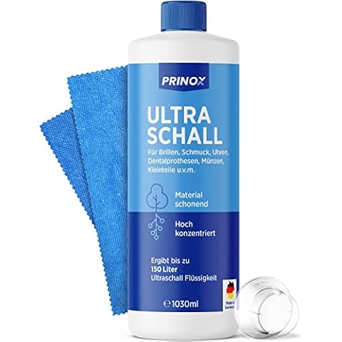 PRINOX® Ultraschallreiniger Konzentrat 1030ml - Extrem ergiebig - Für Brille, Schmuck, Gebiss & Kleinteile - Für Ultraschallgeräte, Ultraschallbad Cover