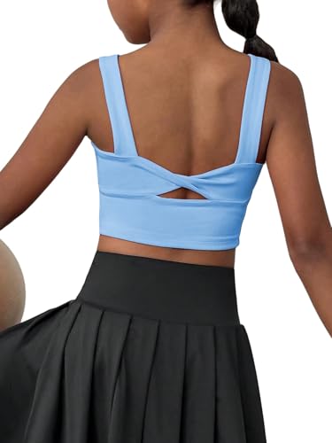Image of WDIRARA Girl's Twist Back Sports Bras Backless Tank Top Workout Sports Shirts for Gym
