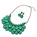 Jane Stone Fashion Bubble Layered Necklace Floating Teardrop Collar Statement Jewelry for Women(Fn0580-Emerald)