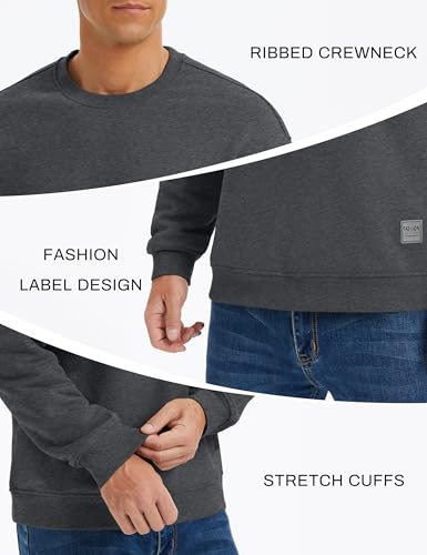 MAGCOMSEN Mens Sherpa Fleece Lined Sweatshirts Winter Thermal for Men Basic Warm Fuzzy Soft Crewneck Cozy Pullover4