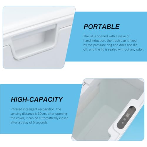 Bote de basura inteligente con sensor 15l plástico blanco miniatura 3