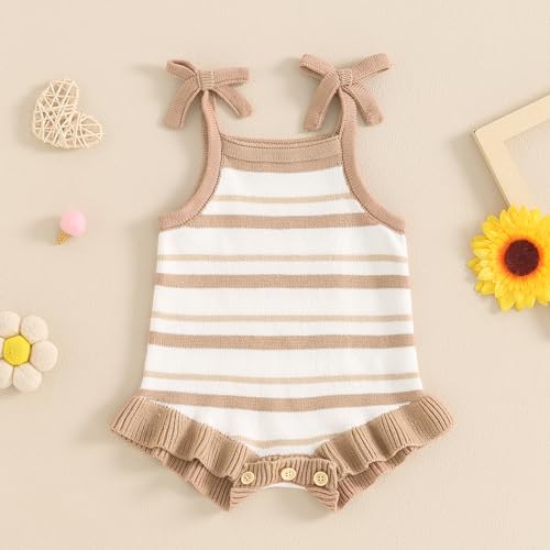 Newborn Baby Girl Knit Overall Sleeveless Strap Halter Sweater Romper One Piece Bodysuit Jumpsuit Summer Clothes2