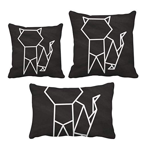 Coussin graphique chat avec insert et taie motif géométrique moderne - 2