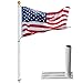 Yeshom 30ft Silver Portable Telescopic Tailgate Flag Pole Kit with Anti-Sway Tire Mount & Carry Bag for RV Camping with US Flag Ball Top, Outdoor Telescoping Flagpoles