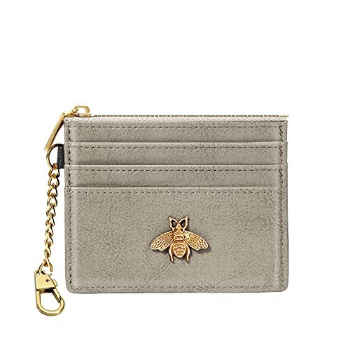 SEAVILIA Card Holder Keychain Wallet for Women with ID Window RFID Coin Purse Bee Gifts Slim Minimalist Small Wallet