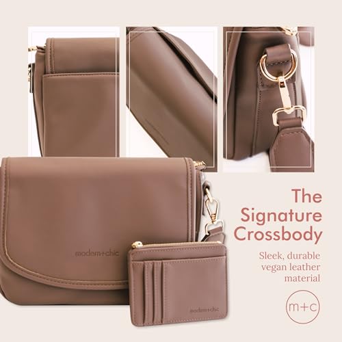 Image of Modern+Chic Crossbody Bag for Women - The Signature Crossbody Purse, Vegan Leather Sling Bag with Matching Wallet & Key Fob