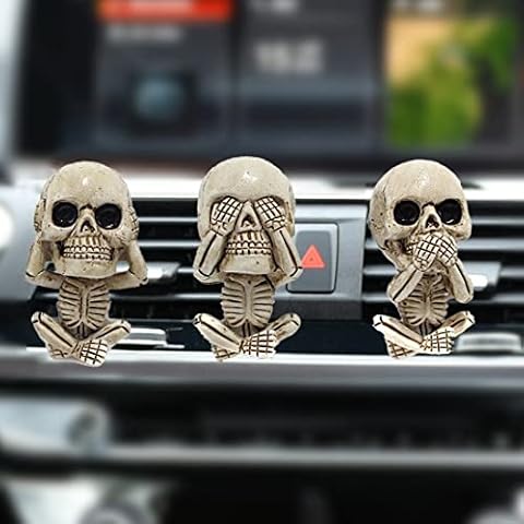 Car Air Freshener Vent Clip Men Women Car Interior Accessories 3 Pack Cute Skull Car Air Conditioner Vent Decoration, for Automotive Home Room Bathroom Christmas Halloween Gifts Cover