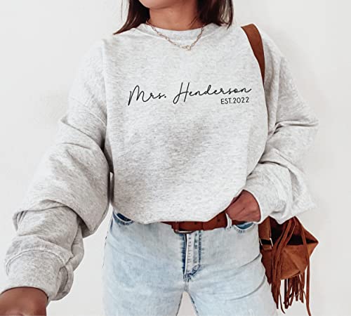 Mrs Sweatshirt - Custom Mrs Sweatshirt - New Mrs - Honeymoon Pajamas - Wedding Gift - Future Mrs. Gift Multiple Colors4