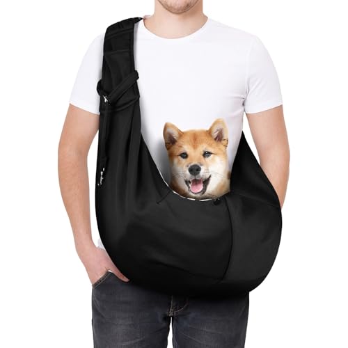AUYAO Mochila para Perros, Bolso de Hombro para Perros Pequeños y Gatos Menores de 7.5 Kg, Bolso para Perros Ajustable con Cinturón Seguridad y Bolsillo, Segura y Suave para Paseos y Salidas, Negro - imagen 8