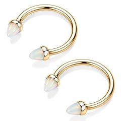 2pcs,cone shape white opal,gold