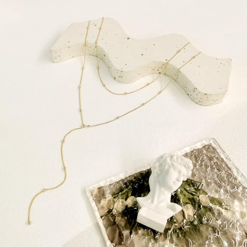 gold necklace for women trendy lariat y necklace dainty 14k gold platedsilver long necklaces for women layered beaded drop necklaces simple y-shaped chain jewelry gifts