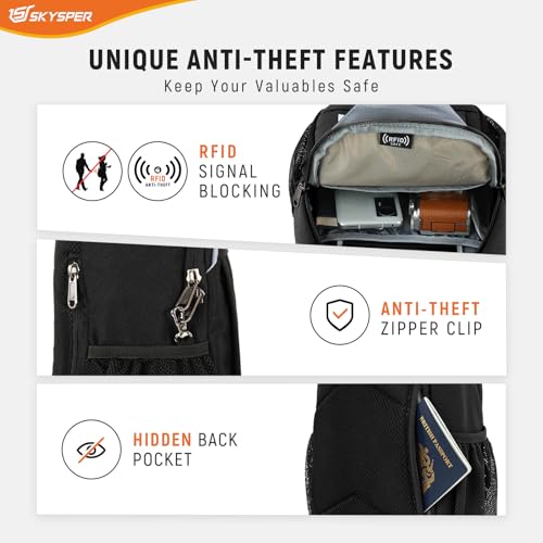 SKYSPER Sling Bag RFID Cross Body Bag Recycled Crossbody Backpack Travel Daypack - Image 3