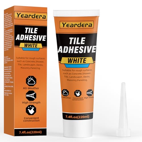 Yeardera Heavy Duty Construction Adhesive, 7.4 Ounce Cement Glue Squeeze Tube, Versatile Construction Glue for Tile, Floor, Stone, Wood, Wall & More, Pack of 1 (CZJS-220ml-003)