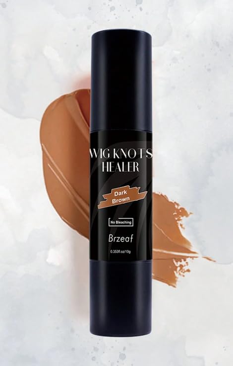 BRZEAF Wig Knot Concealer for Lace Wigs, Lace Tint Dyeing Concealer Stick,Wig Knots Healer with Brush Portable, Hair Color Stick No Bleaching for Frontal Part, Hairline Wigs,Dark Brown-04,10 G