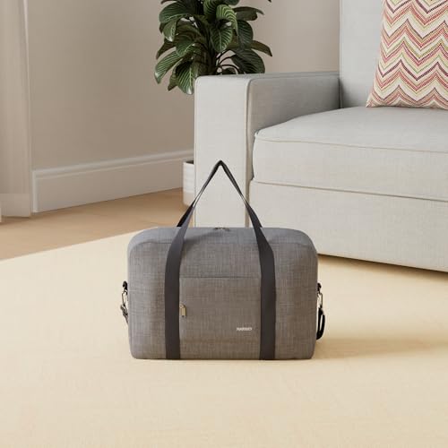 For Spirit Airlines Personal Item Bag 18x14x8 Foldable Travel Duffel Bag Tote Carry on Luggage Duffle Overnight for Women and Men (Thick Series Grey (with Shoulder Strap)) - Thumbnail 2
