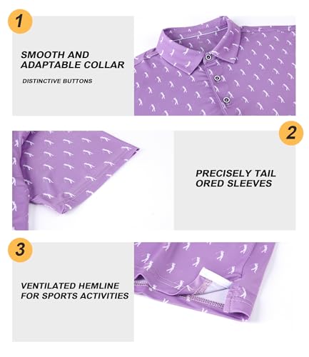 Image of Damipow Premium Golf Shirts for Men Dry Fit Performance Polo Short Sleeve Collared Shirt