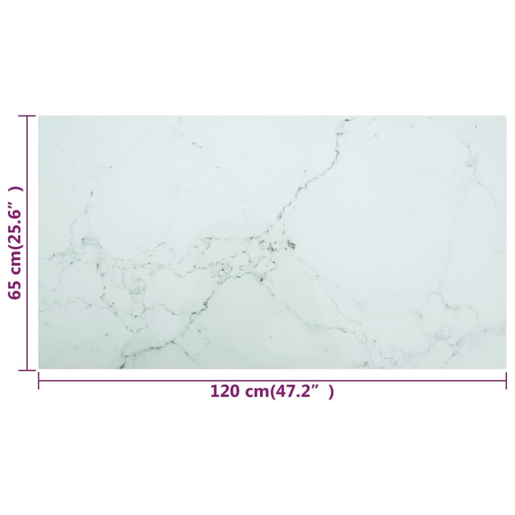 vidaXL Dessus de Table de Remplacement Rechange Dessus de Table de Salle à Manger Jardin Extérieur Blanc 120x65 cm 8 mm Verre Trempé