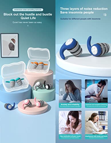 Image of AUGEN Ear Plugs for Sleeping, Noise Canceling, Reusable Silicone Earplugs for Hearing Protection, Waterproof EarPlugs Suitable for Sleeping Swimming Studying Traveling Concerts Airplanes (Blue, 2)
