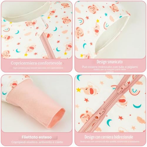 WYTbaby Schlafsack mit Füßen 1.0 Tog, 100% Baumwolle Schlafsack mit Beinen Ganzjahres Babyschlafsack für Junge Mädchen 90cm (Kinder Höhe 90… – Ansicht 6