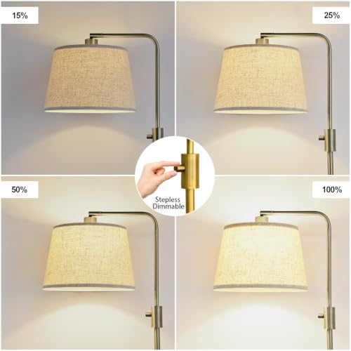 Image of Nintiue Dimmable Floor Lamp, 1000 LM LED Edison Bulb Included, Arc Floor Lamps for Living Room Modern Standing Lamp Tall Lamps for Living Room Bedroom-Brass