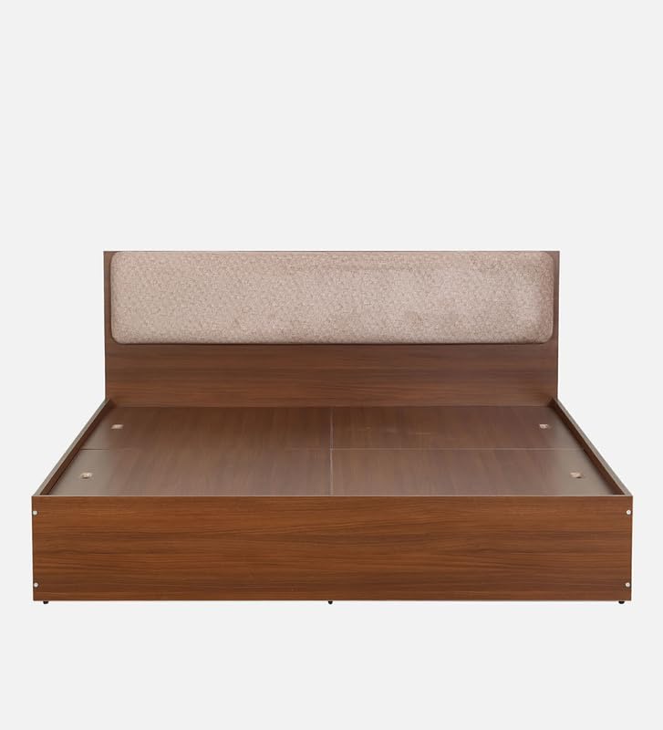 Image of Mintwud Pepperfry Engineered Wood Queen Size Bed with Box Storage Wooden Double Bed Cot Palang Furniture with Headboard for Home, Bedroom, Living Room and Hotel (Walnut Finish)