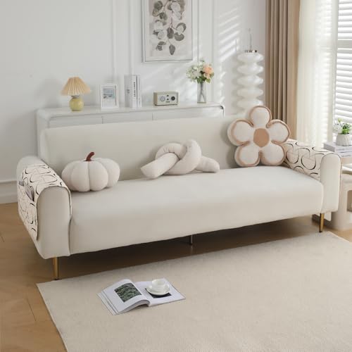 Image of HOKIPO 'Elira Series' Digitally Printed Water Repellent + Waterproof Sofa Armrest Cover with Pockets (2Pcs) - Natural Beige Abstract Art (AR-5251-C4*2)