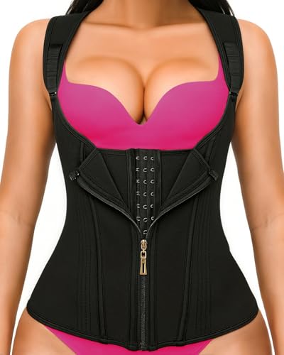 Image of YADIFEN Waist Trainer for Women,Zipper Corset Body Shaper for Tummy Control