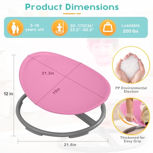 Image of BABAMU Spinning Chair for Autistic Kids, Sensory Swivel Chair, 220LBS Weight Capacity, Autism Sensory Products, Autism Toys, Sensory Toy (Pink, Egg)