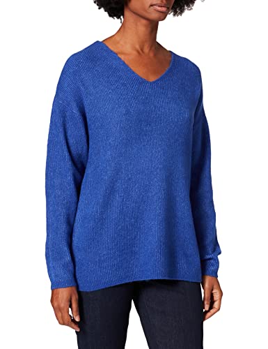 VERO MODA Pull en Tricot à col en V Manches Longues, Chandail tricoté, Jersey VMCREWLEFILE, Couleurs:Bleu-foncé, Taille:M VERO MODA Pull en Tricot à col en V Manches Longues, Chandail tricoté, Jersey VMCREWLEFILE, Couleurs:Bleu-foncé, Taille:M