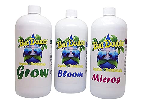 Bud Doublin Grower s - Bud Doublin Grow, Bud Doublin Bloom & Bud Doublin Micros (1 Quart, 3 Pack) - Organic Liquid Fertilizer Suitable for All Plant Types, Bigger Flowers and Jumbo Fruits